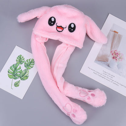 Rabbit Ear Plush Hat with Moving Ears for Kids & Adults by HitMyNeed