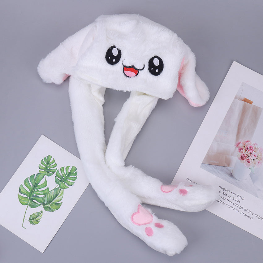 Rabbit Ear Plush Hat with Moving Ears for Kids & Adults by HitMyNeed