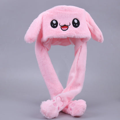 Rabbit Ear Plush Hat with Moving Ears for Kids & Adults pink by HitMyNeed