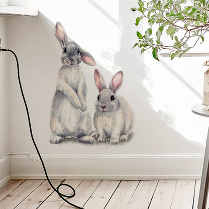 Rabbit Wall Sticker Home Decor - Two Bunnies Mural by HitMyNeed