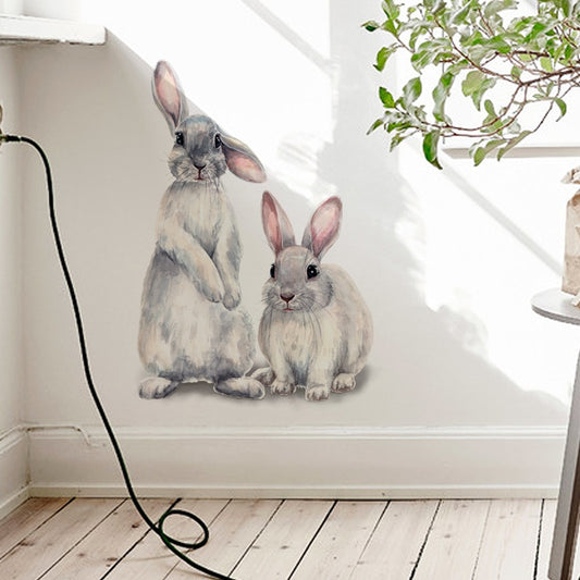 Rabbit Wall Sticker Home Decor - Two Bunnies Mural by HitMyNeed