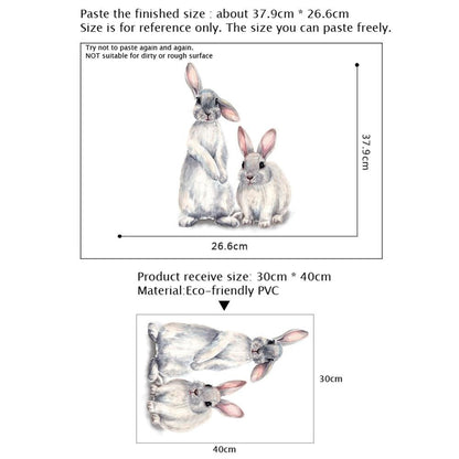 Rabbit Wall Sticker Home Decor - Two Bunnies Mural by HitMyNeed