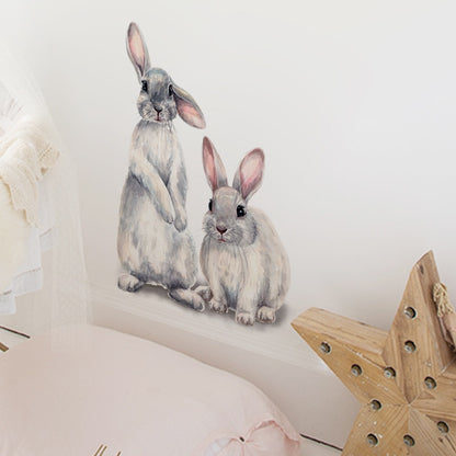 Rabbit Wall Sticker Home Decor - Two Bunnies Mural by HitMyNeed
