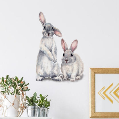 Rabbit Wall Sticker Home Decor - Two Bunnies Mural by HitMyNeed