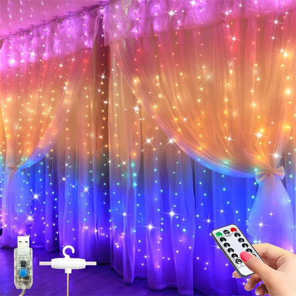 Rainbow Curtain Lights with Remote & USB Power by HitMyNeed