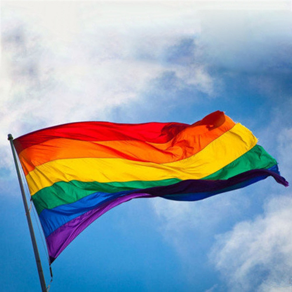 Rainbow Flag Polyester Cloth with Brass Grommets by HitMyNeed