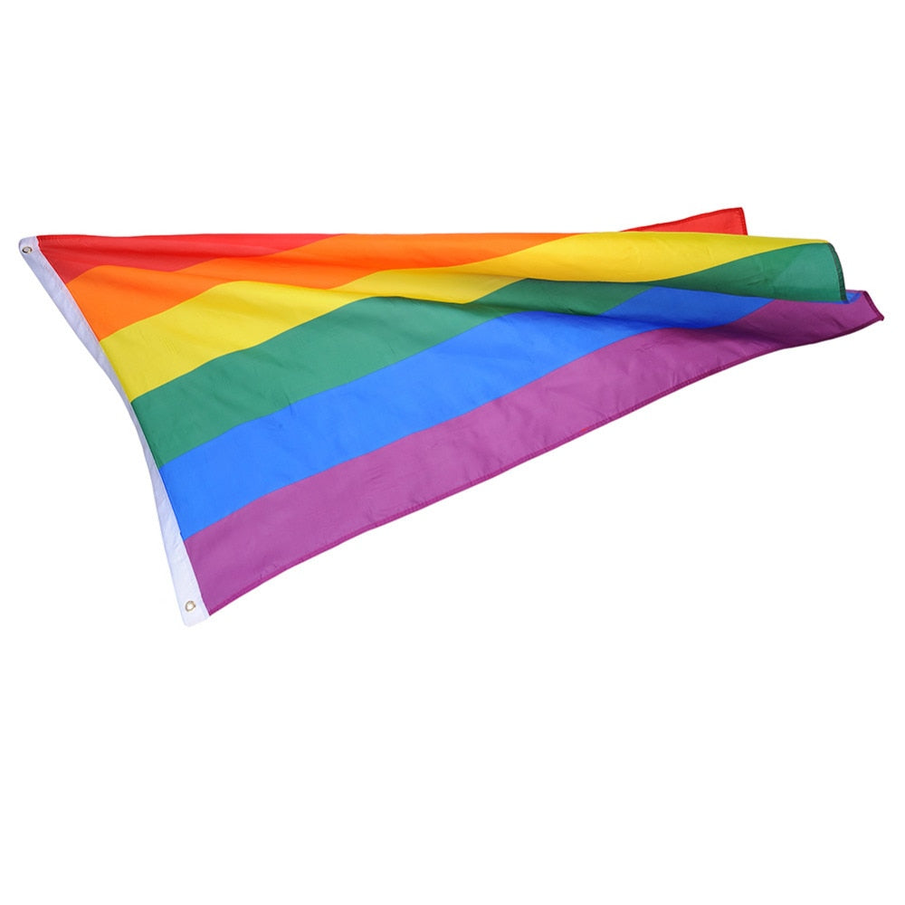 Rainbow Flag Polyester Cloth with Brass Grommets by HitMyNeed