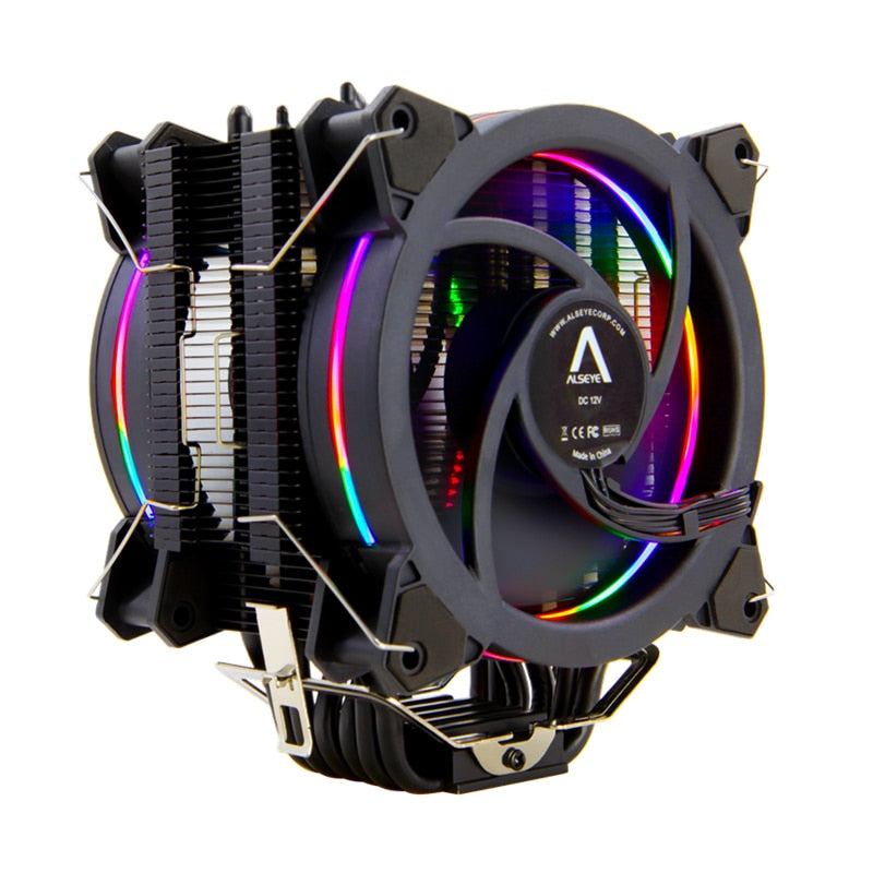 Rainbow LED Dual Fan CPU Cooler 120mm, 220W TDP by HitMyNeed