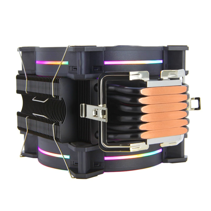 Rainbow LED Dual Fan CPU Cooler 120mm, 220W TDP by HitMyNeed
