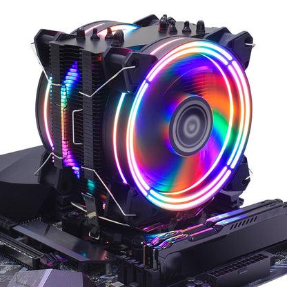 Rainbow LED Dual Fan CPU Cooler 120mm, 220W TDP by HitMyNeed