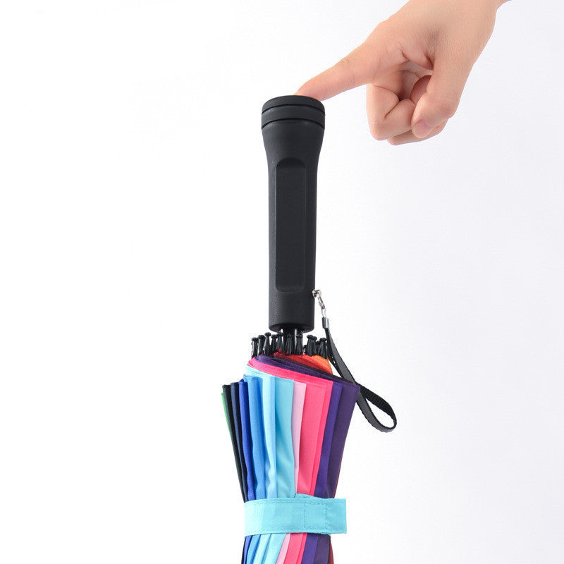 Rainbow Long-Handle Umbrella - Large 130cm Canopy by HitMyNeed