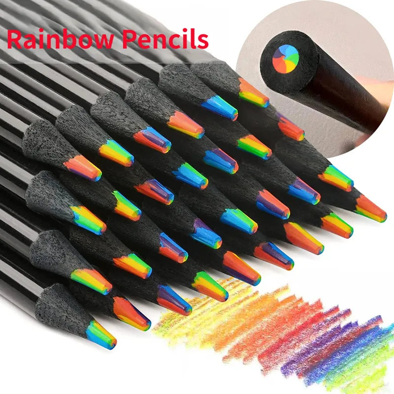 Rainbow Multicolor Pencils Set with Sharpener, 12 pcs by HitMyNeed