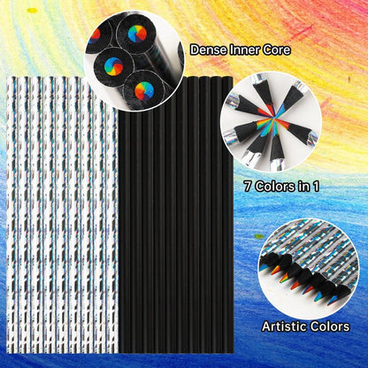Rainbow Multicolor Pencils Set with Sharpener, 12 pcs by HitMyNeed
