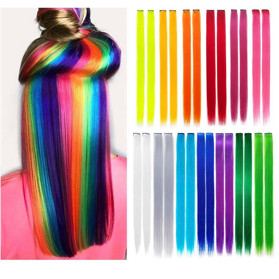 Rainbow Ombre Synthetic Clip-In Hair Extension 20" by HitMyNeed