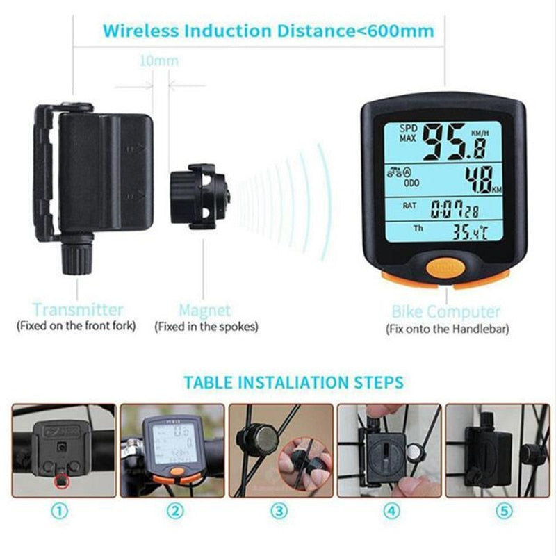 Rainproof Wireless Cycling Speedometer with Backlight by HitMyNeed