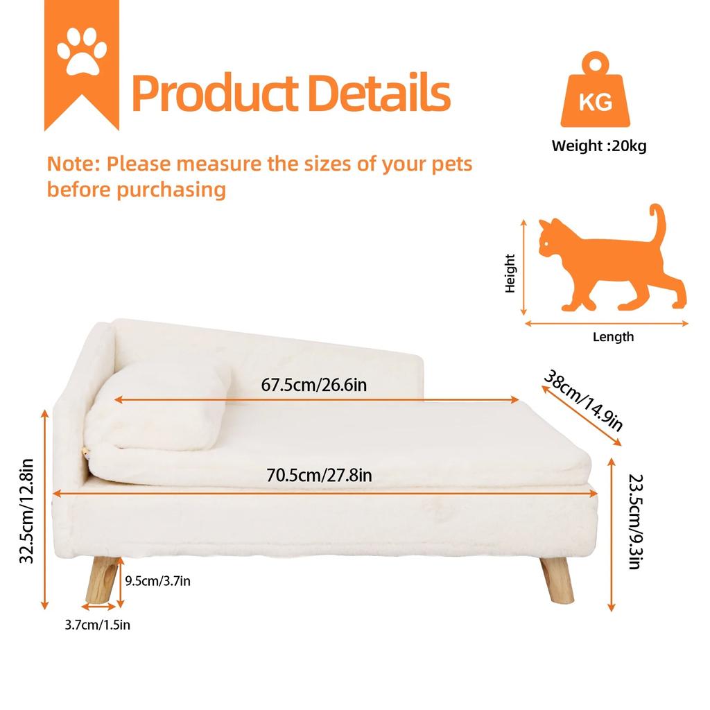 Raised Dog Bed Sofa with Sturdy Wood Legs by HitMyNeed