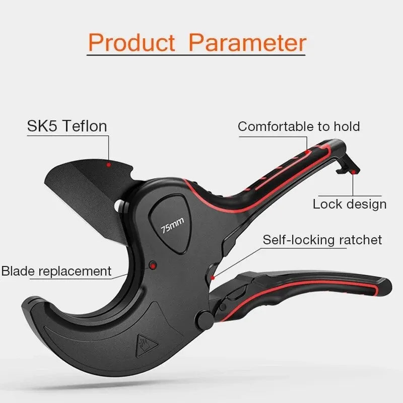 Ratchet Pipe Cutter 0-75mm for PVC, PU, PP, PE Hoses 0-75mm by HitMyNeed