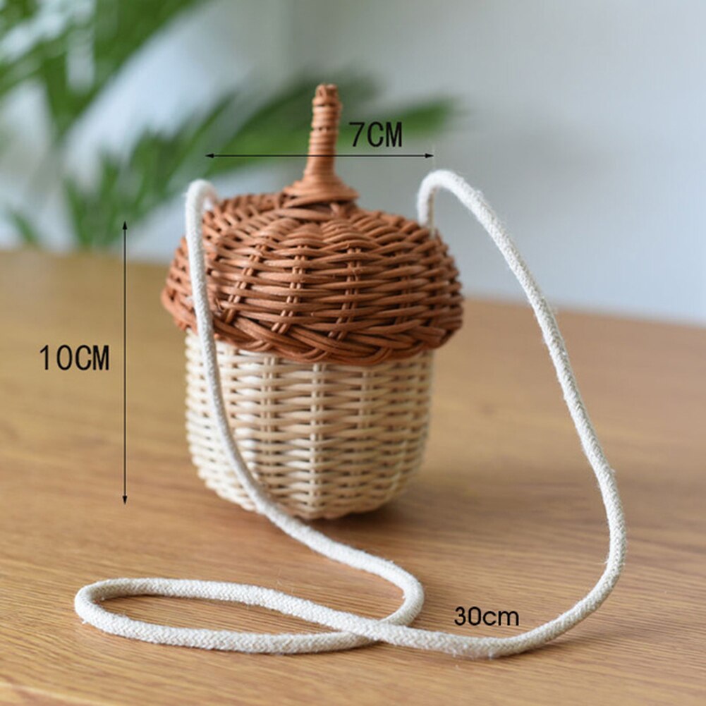 Rattan Acorn Basket Sling Bag by HitMyNeed