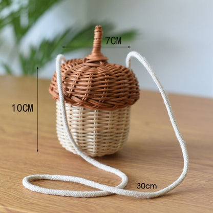 Rattan Acorn Basket Sling Bag by HitMyNeed