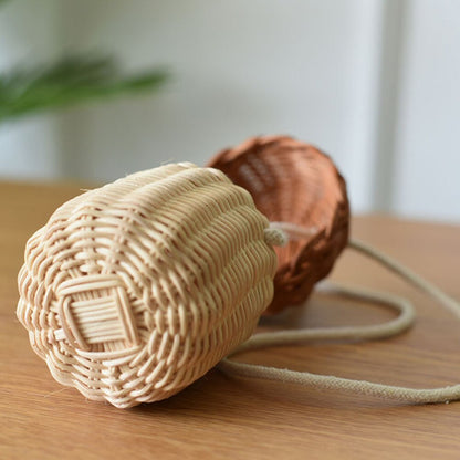 Rattan Acorn Basket Sling Bag by HitMyNeed