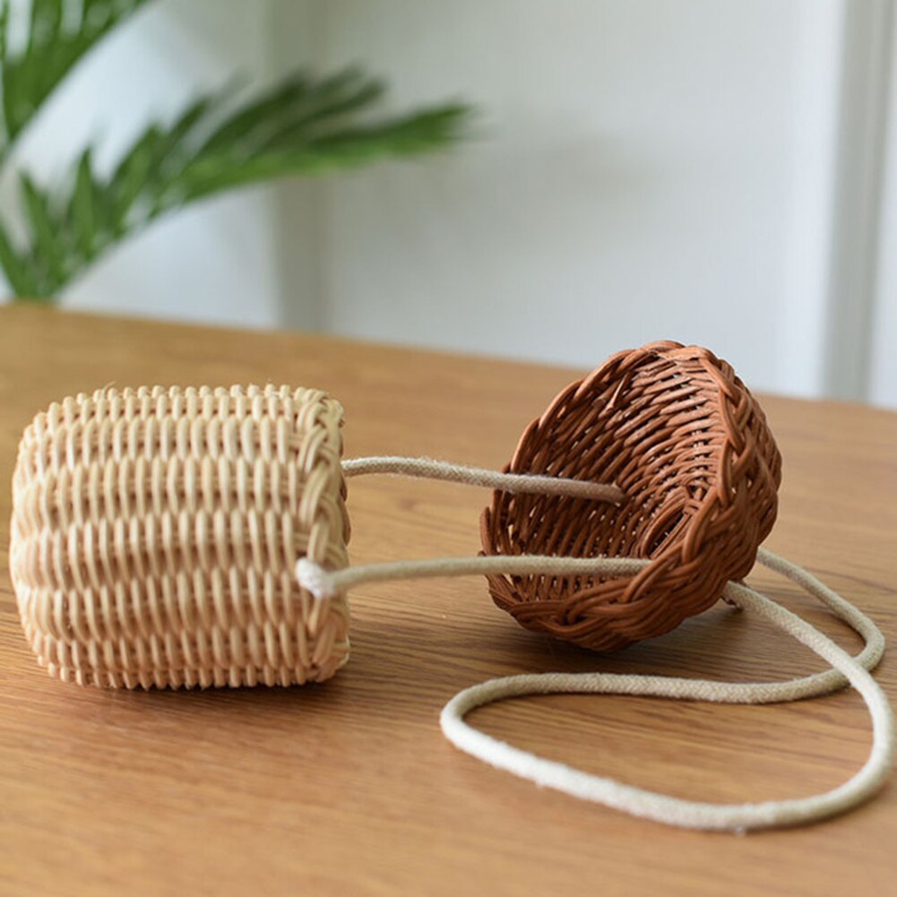 Rattan Acorn Basket Sling Bag by HitMyNeed