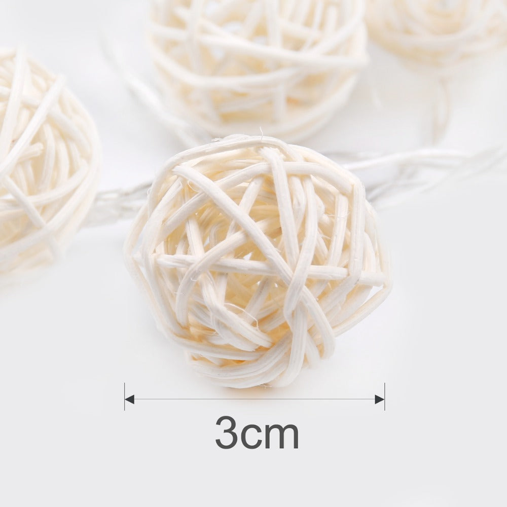 Rattan Ball String Lights, Warm White (Set of 20) by HitMyNeed