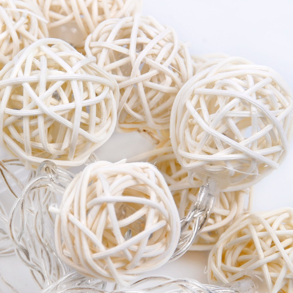 Rattan Ball String Lights, Warm White (Set of 20) by HitMyNeed