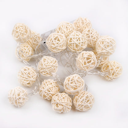 Rattan Ball String Lights, Warm White (Set of 20) by HitMyNeed