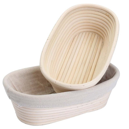 Rattan Bread Proofing Baskets with Liners (Set of 2) by HitMyNeed