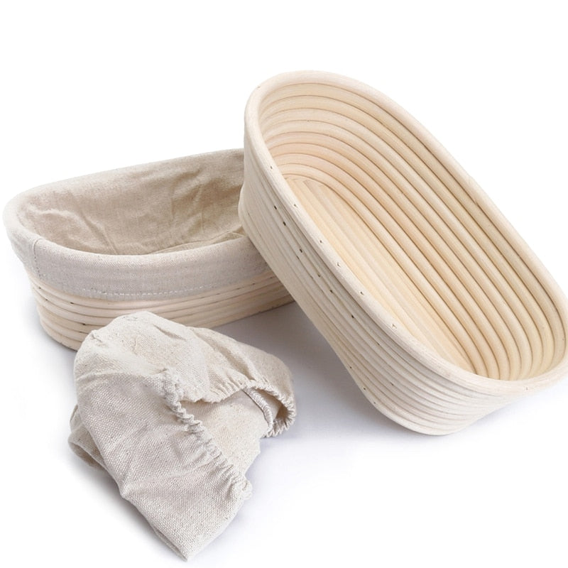 Rattan Bread Proofing Baskets with Liners (Set of 2) by HitMyNeed