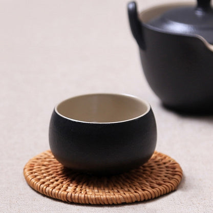 Rattan Coaster Set with Holder, 6 Pieces by HitMyNeed