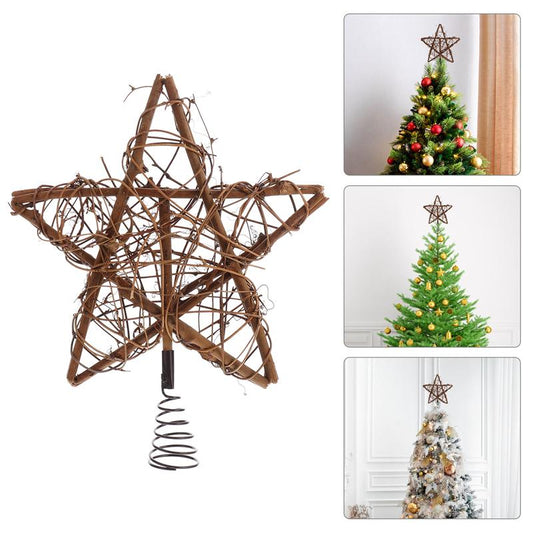 Rattan Star Christmas Tree Topper with Spring Base by HitMyNeed