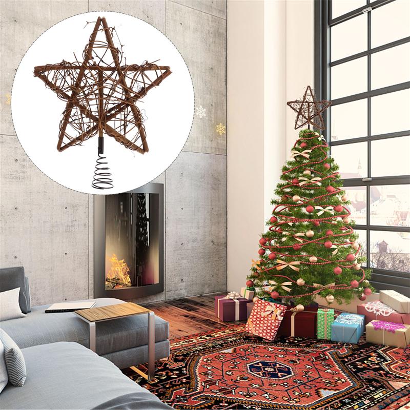 Rattan Star Christmas Tree Topper with Spring Base by HitMyNeed