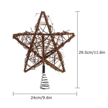 Rattan Star Christmas Tree Topper with Spring Base by HitMyNeed