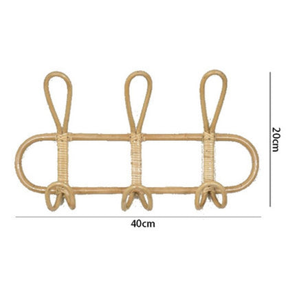 Rattan Wall Hook Rack - 3 Peg Natural Organizer by HitMyNeed