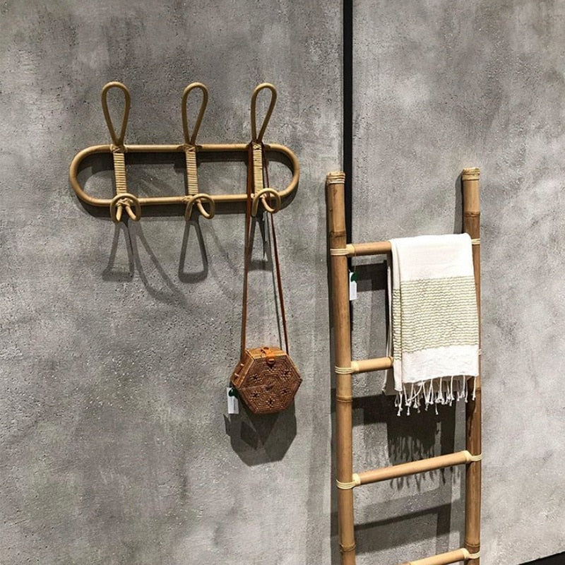 Rattan Wall Hooks Hanger Organizer with 6 Hooks by HitMyNeed