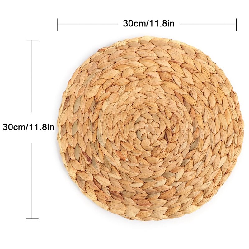 Rattan Woven Placemats Set of 4, 30cm Round by HitMyNeed