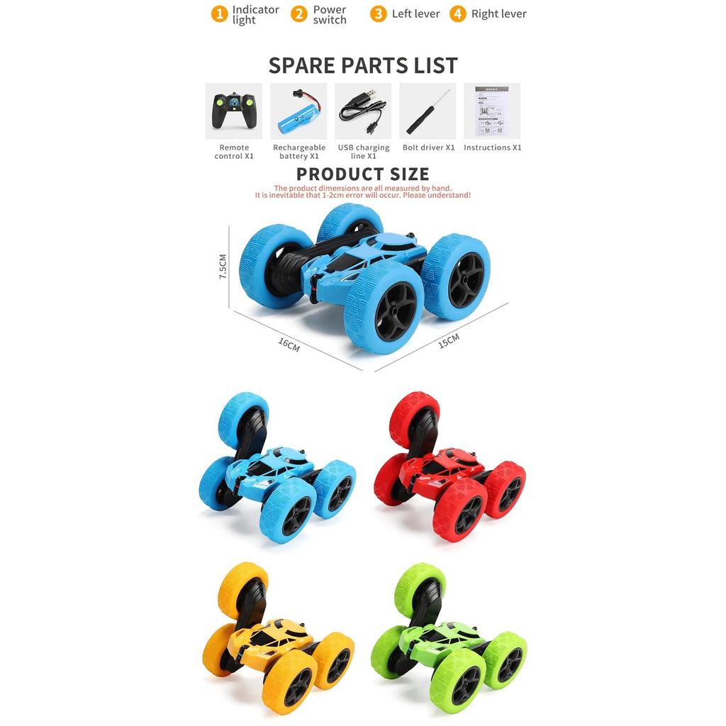 RC Double-Sided Stunt Car with 360° Rotation 2.4G by HitMyNeed
