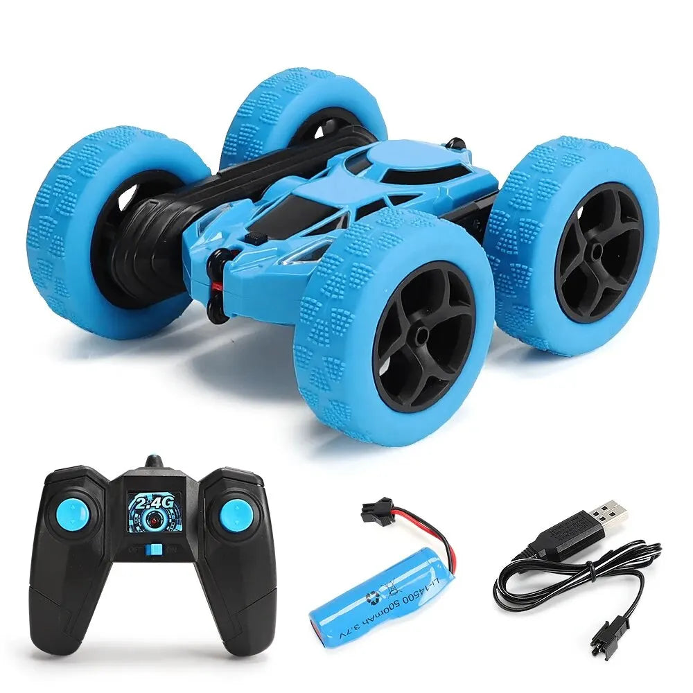 RC Double-Sided Stunt Car with 360° Rotation 2.4G blue-rc-stunt-car by HitMyNeed