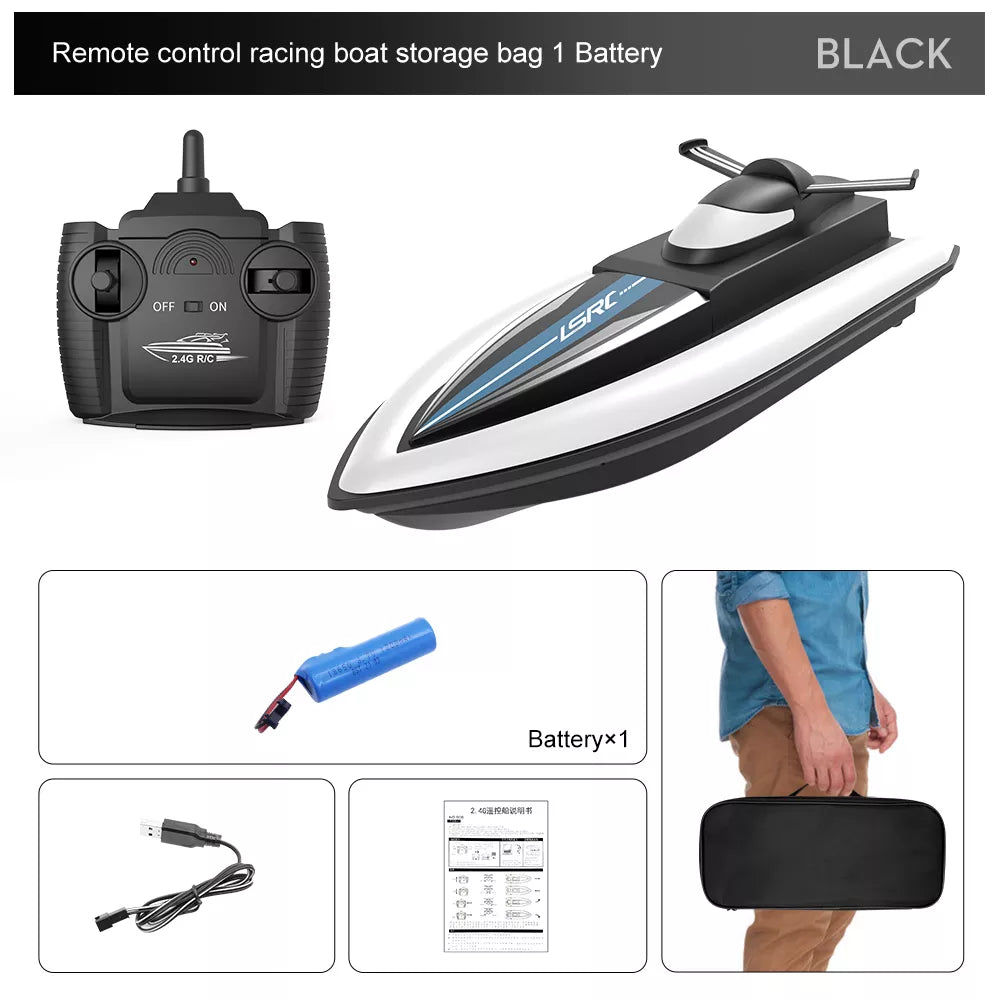 RC High Speed Racing Boat 32cm Waterproof Remote Toy black by HitMyNeed