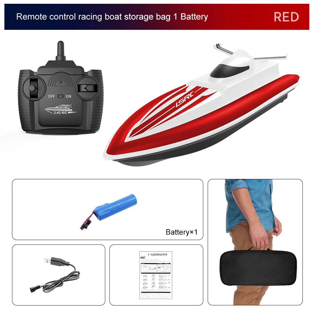 RC High Speed Racing Boat 32cm Waterproof Remote Toy red by HitMyNeed