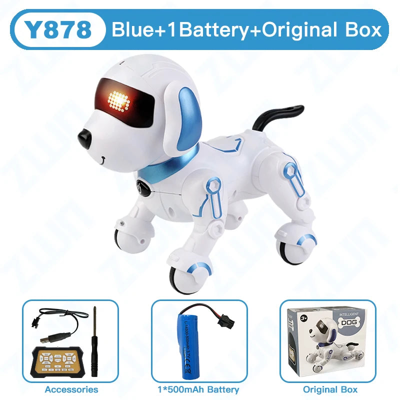 RC Programmable Robot Dog Toy with Voice Control y878-blue-1b-ob by HitMyNeed
