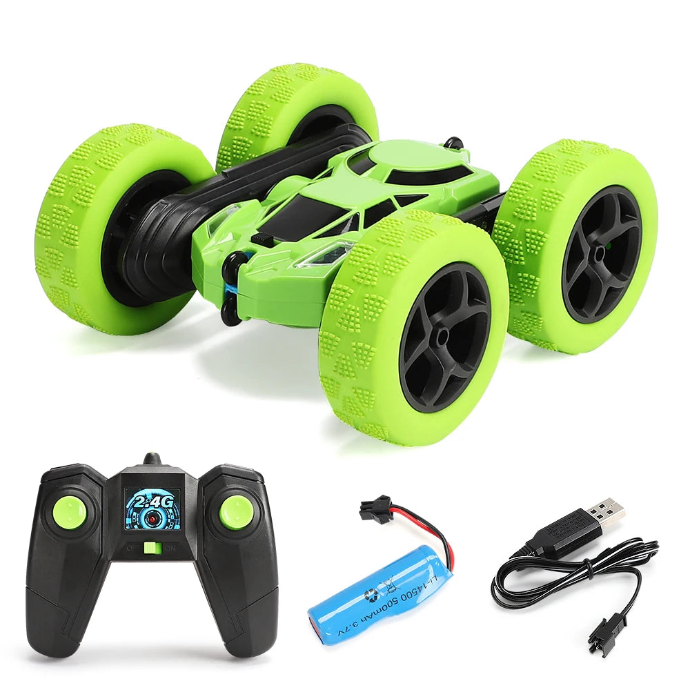 RC Stunt Car 2.4GHz Double-Sided Flip Kids Toy rc-stunt-car-green by HitMyNeed