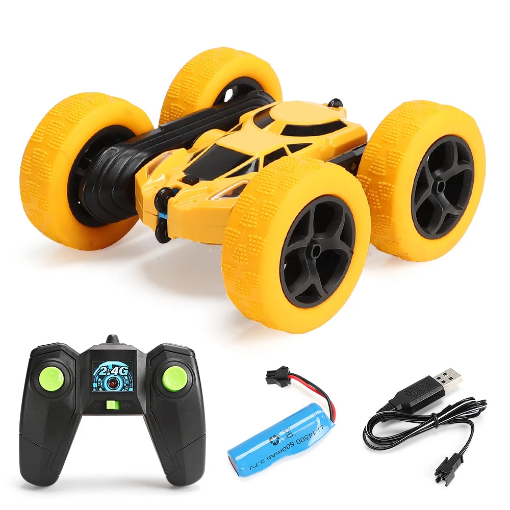RC Stunt Car 2.4GHz Double-Sided Flip Kids Toy rc-stunt-car-yellow by HitMyNeed