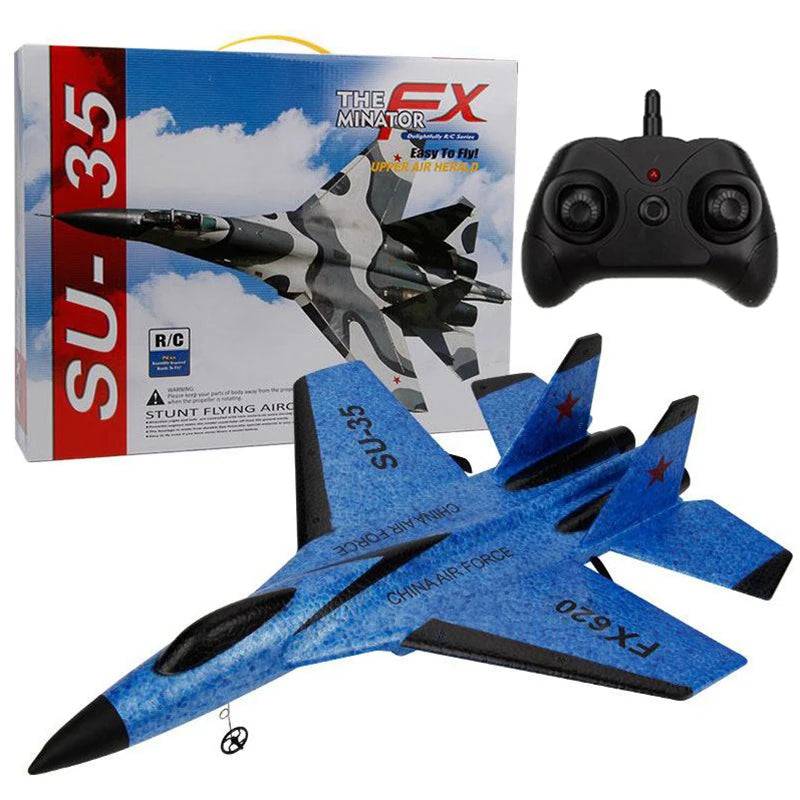 RC SU-35 Foam Fighter Jet 2.4G Remote Control Plane rx620-blue by HitMyNeed