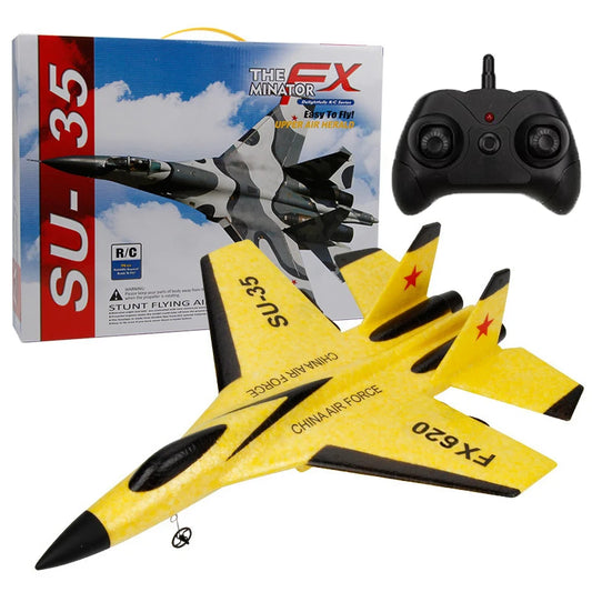 RC SU-35 Foam Fighter Jet 2.4G Remote Control Plane rx620-yellow by HitMyNeed