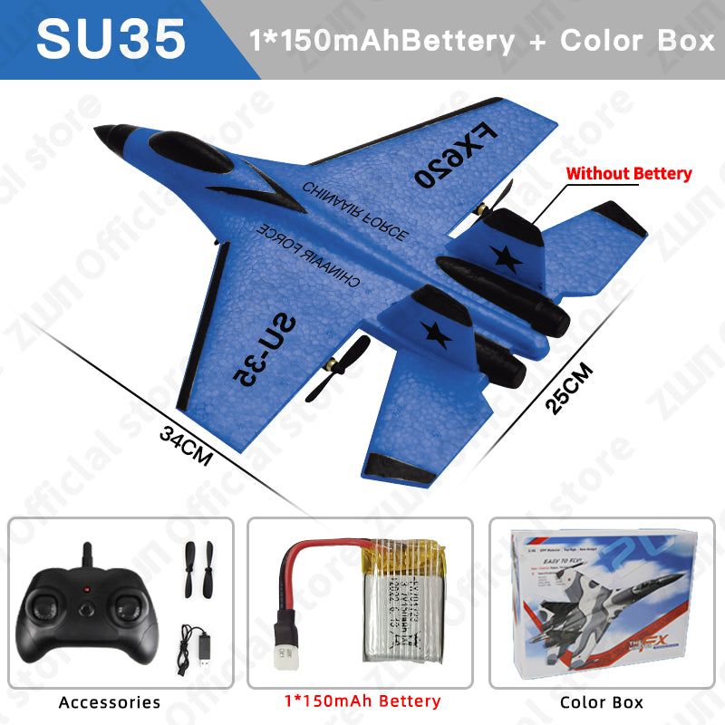 RC SU35/SU57 2.4G LED Foam RC Plane Glider su35-blue-1b-box by HitMyNeed