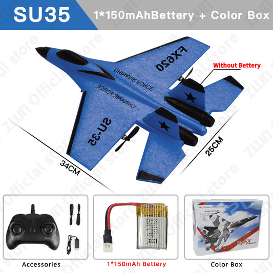 RC SU35/SU57 2.4G LED Foam RC Plane Glider su35-blue-1b-box by HitMyNeed