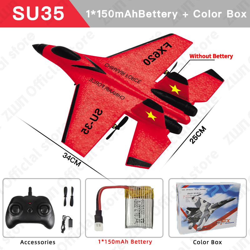 RC SU35/SU57 2.4G LED Foam RC Plane Glider su35-red-1b-box by HitMyNeed