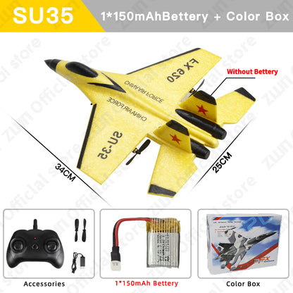 RC SU35/SU57 2.4G LED Foam RC Plane Glider su35-yellow-1b-box by HitMyNeed